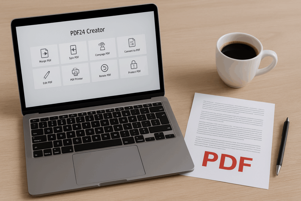Download PDF24 Creator gratis – rediger, saml og split PDF-filer nemt på Windows. Perfekt til opgaver og kontorarbejde.