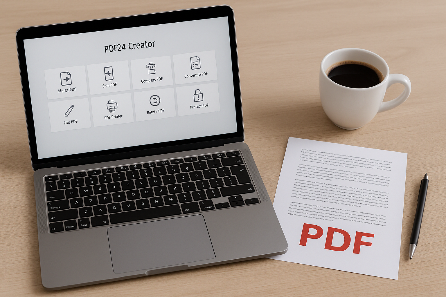 Lataa PDF24 Creator ilmaiseksi – muokkaa, yhdistä ja jaa PDF-tiedostoja helposti Windowsissa. Täydellinen tehtäviin ja toimistotyöhön.