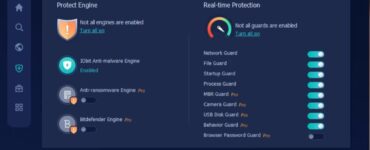 IObit Malware Fighter Free brugerflade med realtidsbeskyttelse, malware-scanning og sikkerhedsindstillinger i Windows