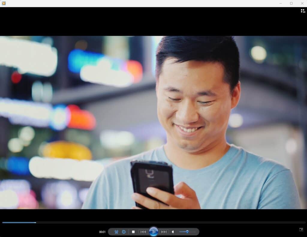 Screenshot fra afspilning af video i Windows Media Player.