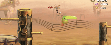 Der er fyldt med action i dette screenshot fra Rayman Origins.