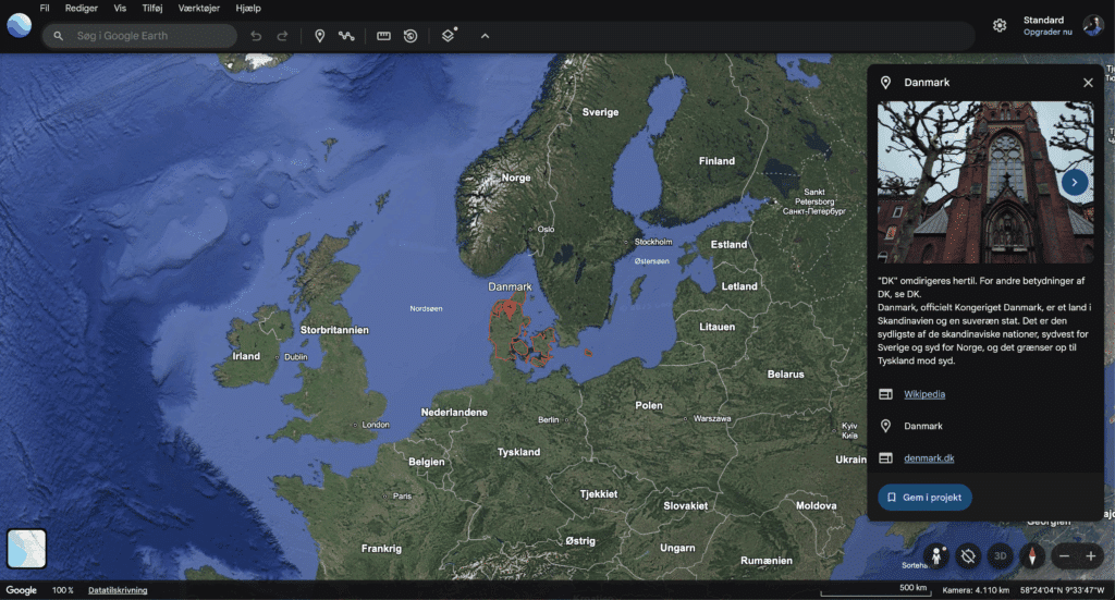 Google Earth hier im Chrome-Browser auf einem Mac getestet.