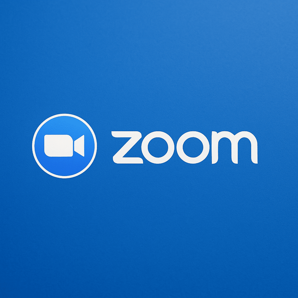 Zoom-logo på blå baggrund i gradient med lys og mørk nuance – stilrent og simpelt grafisk design uden tekst.