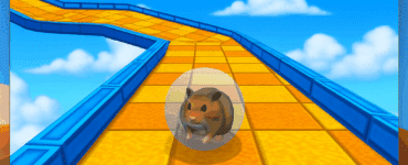 Screenshot fra vores test af Hamsterball på Windows 11 – her ses hamsteret på bane 4 i fuld fart, mens tiden tikker ned. Spillet byder på farverige 3D-baner, skarp grafik og et klassisk arkadepræg, der stadig holder i dag.
