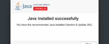 Oracle Java installationsvindue på en Windows 11-computer, hvor beskeden 'Java installed successfully' vises efter en vellykket installation under vores test.