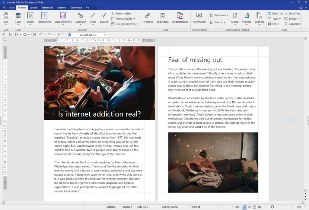 Ashampoo Office hvor Ashampoo Write, der kan erstatte Microsoft Word ses.