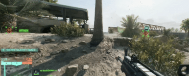 Battlefield 2042 gameplay ved palmer, bus og bro på solrig bane