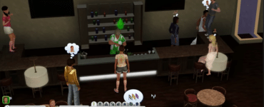 The Sims 3 fest på bar med Sims, bartender og stemningsfyldt natteliv