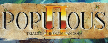 Populous II: Trials of the Olympian Gods – officielt logo på stentavle med romertal II i guld.