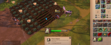 Screenshot fra Download.dk’s test af Albion Online, hvor vi planter kålfrø på vores island-farm og har inventory åbent.
