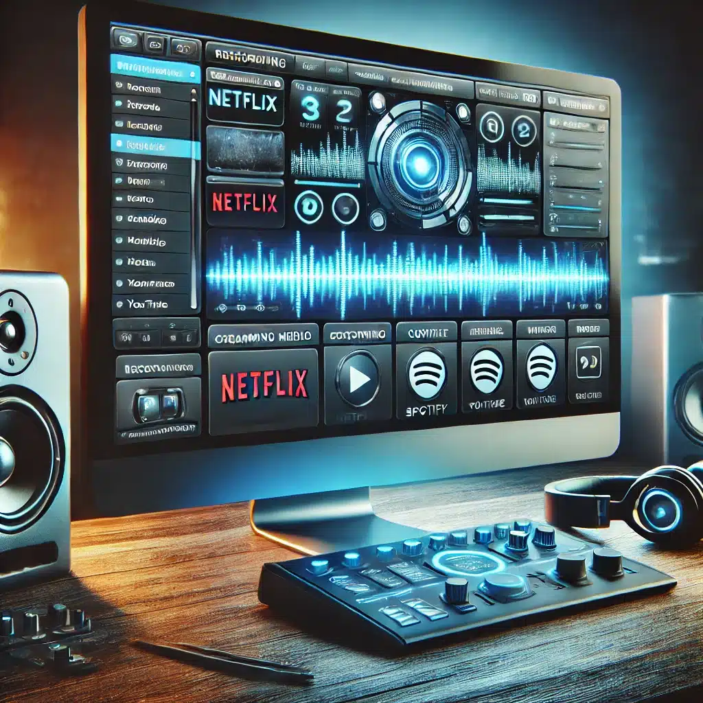 Det viser en moderne digital mediestation, der afspejler funktionerne i Audials One.