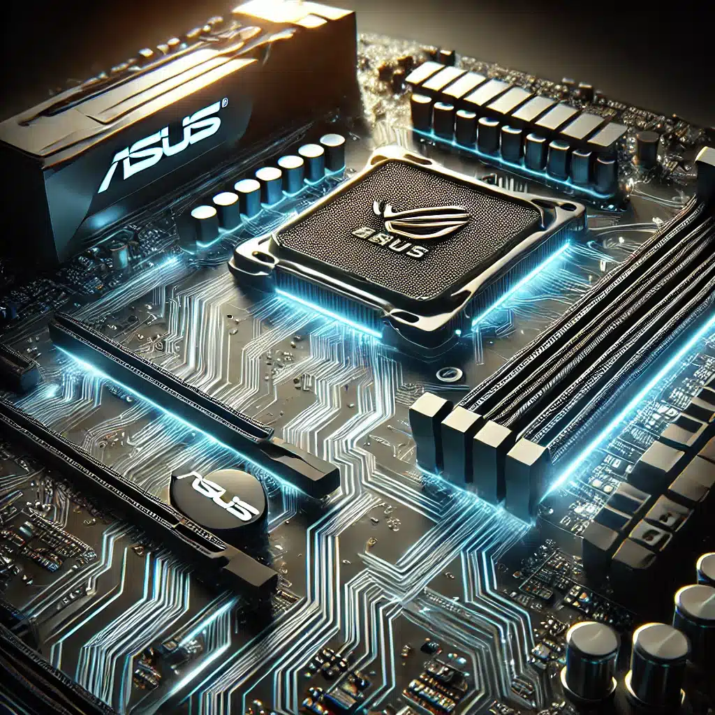 Asus motherboard med lysende kredsløb – Fokus på BIOS- og chipset-opdateringer.