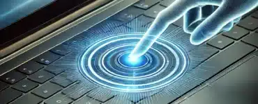 Acer Touchpad Driver - Illustration af en Acer-laptop med et fremhævet touchpad-område, der symboliserer præcision og responsivitet, med en moderne baggrund og blød blå belysning.
