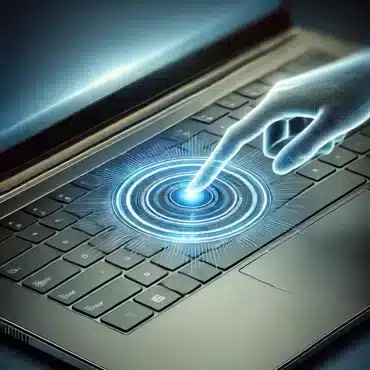 Acer Touchpad Driver - Illustration af en Acer-laptop med et fremhævet touchpad-område, der symboliserer præcision og responsivitet, med en moderne baggrund og blød blå belysning.