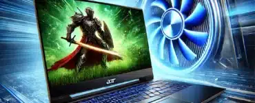 Acer Graphics Driver - Illustration af en Acer-laptop med avanceret grafikydelse, der viser gaming og videoeditering på en skærm.