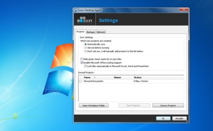 Soonr för Mac – klientgränssnitt