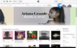 Hovedvinduet i iTunes med Arianda Grande i toppen.