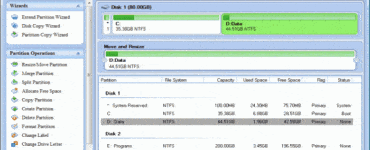 Screenshot fra vores test af AOMEI Partition Assistant