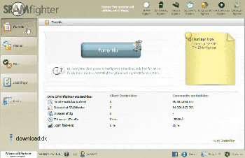 SPAMfighters brukergrensesnitt. Last ned SPAMfighter via Download.dk.