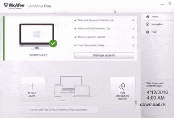 Download McAfee Antivirus og bliv effektivt beskyttet imod virus, malware og ransomware.