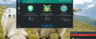 Adlice Protect antivirus dashboard på Windows med realtidsbeskyttelse, ransomware-beskyttelse og malware-scanning aktiv