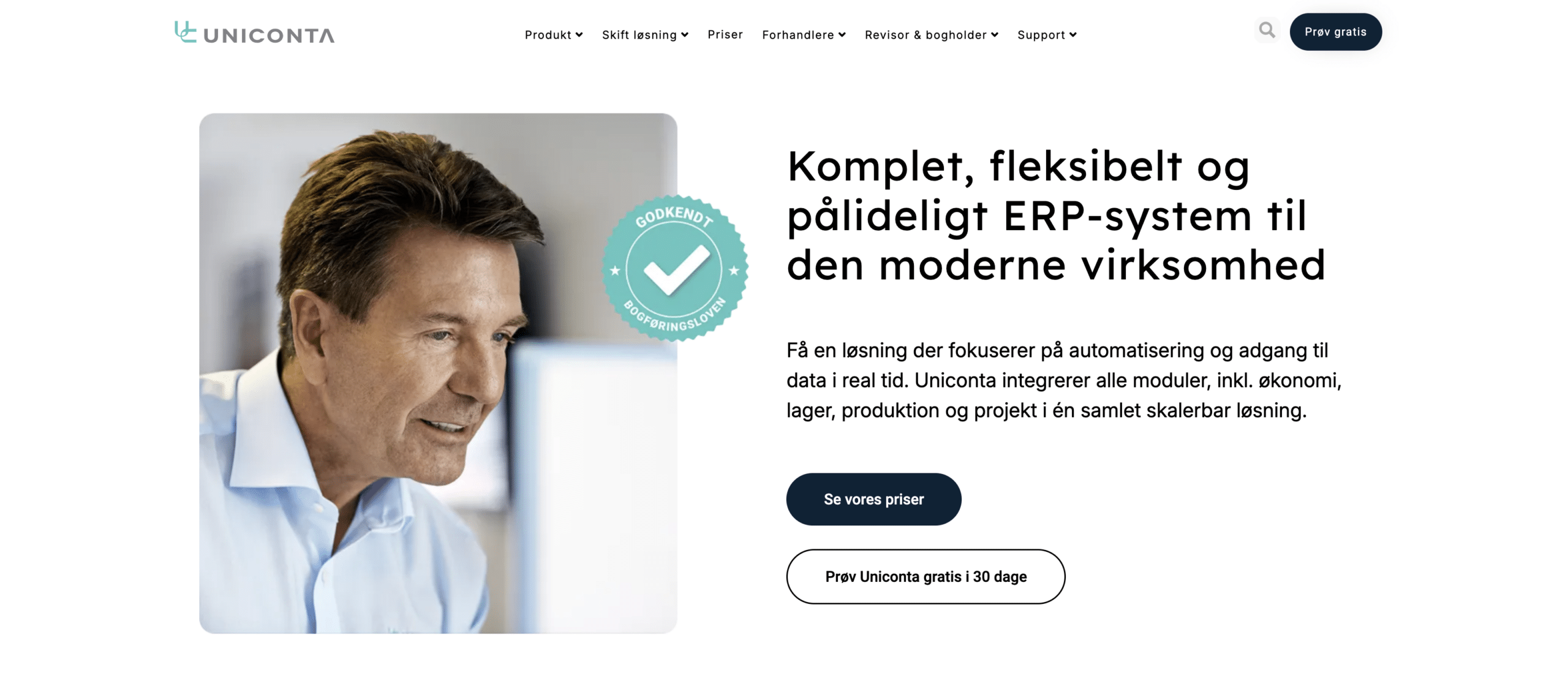 Skärmbild av Uniconta – ERP-system