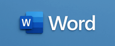 Microsoft Word-logo med et stort hvidt "W" i et blåt ikon ved siden af teksten "Word" på en ensfarvet blå baggrund. Designet er minimalistisk og moderne med rene linjer.