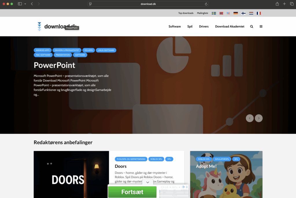 Download.dk set via Safari browseren fra Apple.