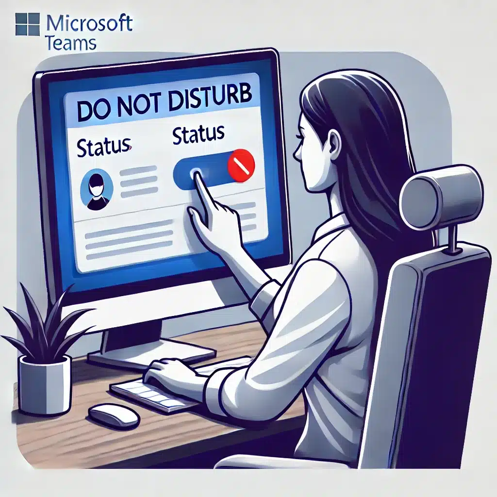 En person, der bruger Microsoft Teams og aktiverer 'Forstyr ikke'-tilstanden, så notifikationer er slået fra.