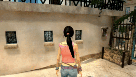 Zoë Castillo udforsker et solbeskinnet bymiljø i Dreamfall: The Longest Journey.