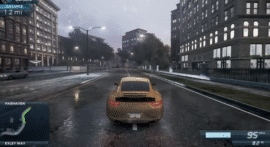 Need for Speed: Most Wanted fra 2012 med Porsche på regnvåd vej i Fairhaven.