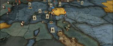 Imperial Glory gameplay med strategisk verdenskort, tropper og ressourcer under en kampagne i Europa.