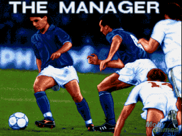 Titelillustration zu The Manager/Bundesliga Manager Professional mit Pixelgrafik von Fußballspielern im Spiel.