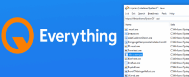 Skærmbillede af Everything-programmet, der viser en lynhurtig søgning på filer i Windows med et minimalistisk og overskueligt brugerinterface.