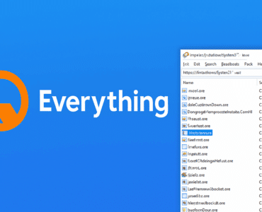 Skærmbillede af Everything-programmet, der viser en lynhurtig søgning på filer i Windows med et minimalistisk og overskueligt brugerinterface.