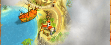 Kortoversigt i Island Tribe 2 med landsby, skib og stier mellem øens områder