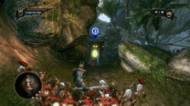 Overlord 2 gameplay med Overlord og en stor gruppe minions i en junglefyldt bane