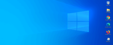 ProgramLaunch i brug på Windows 10 – panelet er åbnet nederst på skærmen med organiserede genveje til programmer, mens skrivebordet holdes ryddeligt.