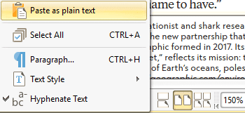Her ses en tekst blive redigeret ind i et PDF-dokument med gratis-versionen af PDF-Xchange. Teksten indsættes her uden formatering.