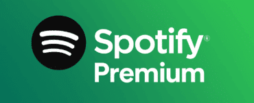 Spotify Premium-logo på grøn baggrund med hvid tekst og lydikon, der illustrerer streamingtjenestens branding.