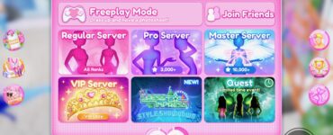 Starten på Dress to Impress, hvor man kan vælge server.