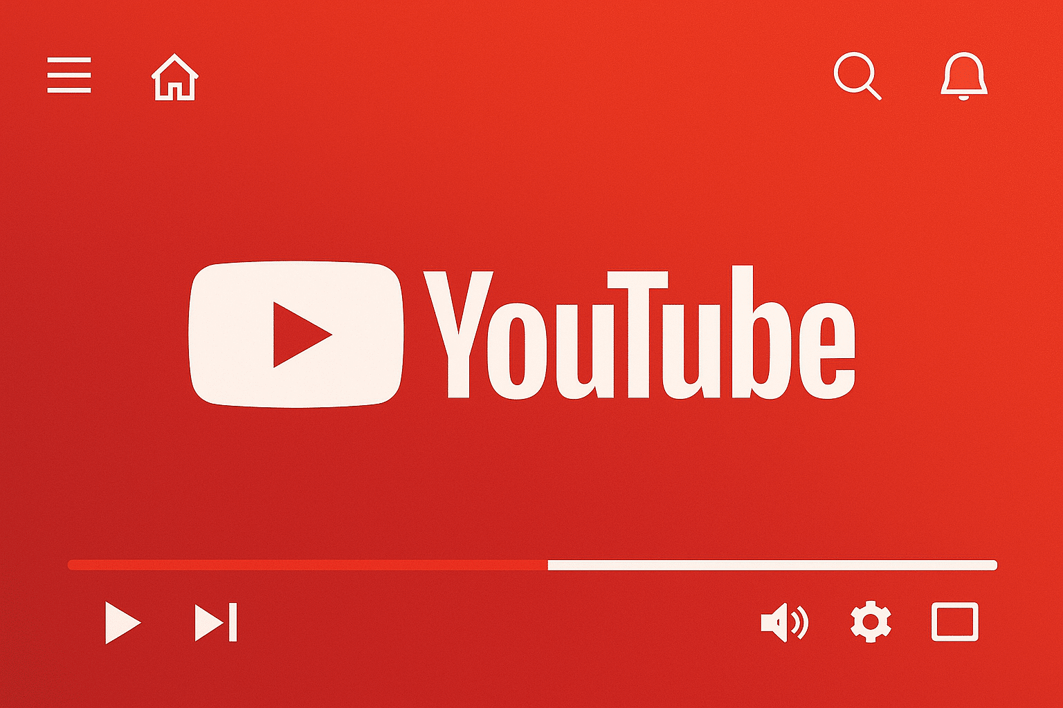 Moderne toppbilde med YouTube-logo på rød bakgrunn og et ikonisk brukergrensesnitt som symboliserer strømming på tvers av enheter.