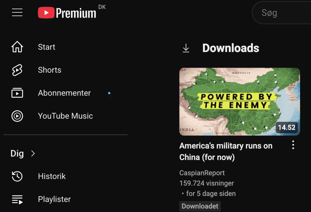 Det er mulig å laste ned videoer fra YouTube med et YouTube Premium-abonnement.