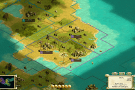 Strategisk kort fra Civilization III: Complete Edition, hvor spilleren styrer flere byer forbundet af veje på et kontinent omgivet af hav. UI viser mini-kort, bynavne som Rome, Clumoo og Dohia samt aktiv forskning i ‘Engineering’. Klassisk Civ 3-grænseflade med tydelige kulturgrænser, terræn og middelalderlige bygninger.