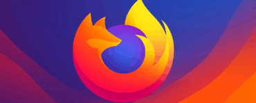 Abstrakt farverigt baggrundsbillede med Mozilla Firefox-logoet i midten, vist uden tekst i bredt format.