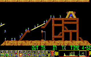 Hier versuchen wir, die tollpatschigen Lemmings sicher ins Ziel zu führen.