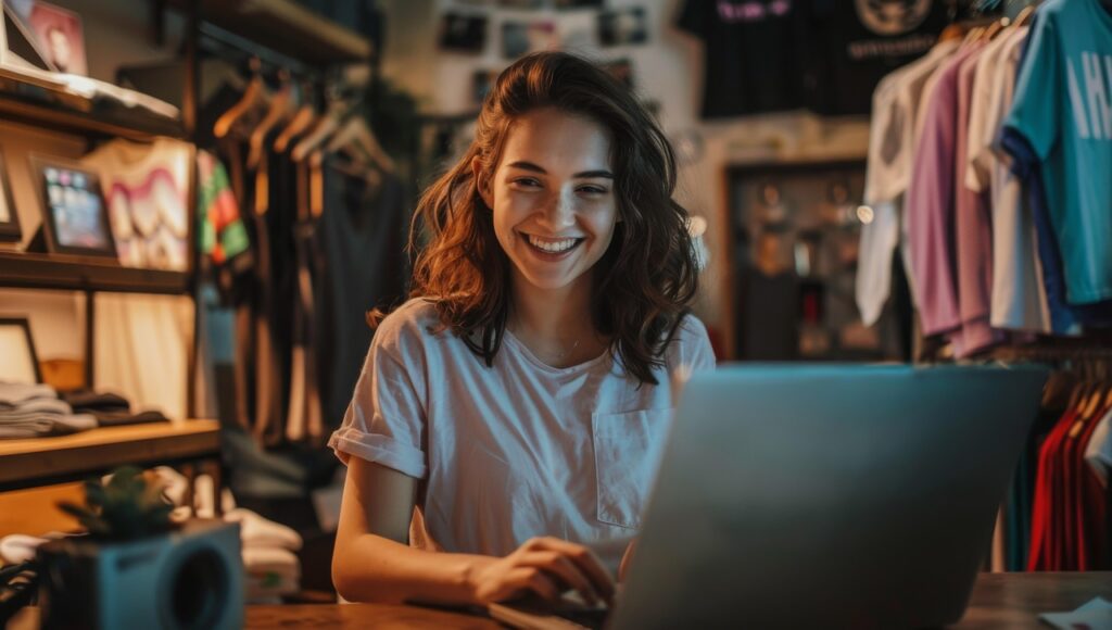Person der bruger computer til enkel og afslappet hverdagsbrug i rolige omgivelser.