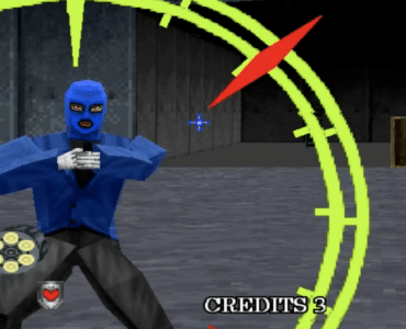 Virtua Cop 2 gameplay med bevæbnet fjende i klassisk SEGA arkadeskydespil til PC