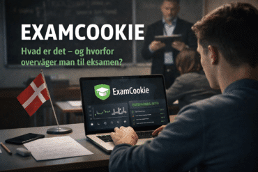 Elev ved computer til digital eksamen, hvor ExamCookie bruges til at overvåge og sikre fair prøvevilkår