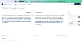 DeepL oversætter dansk tekst til engelsk i webappen med side-om-side visning og værktøjer til skrivehjælp.